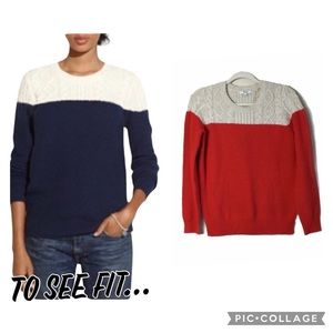 Madewell Coral Orange & Beige Colorblock Crew Neck Cotton Blend Sweater Small